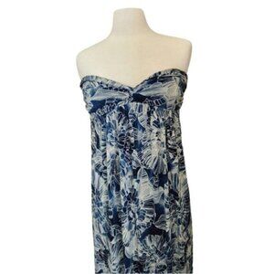 Strapless Blue Floral Mini Dress